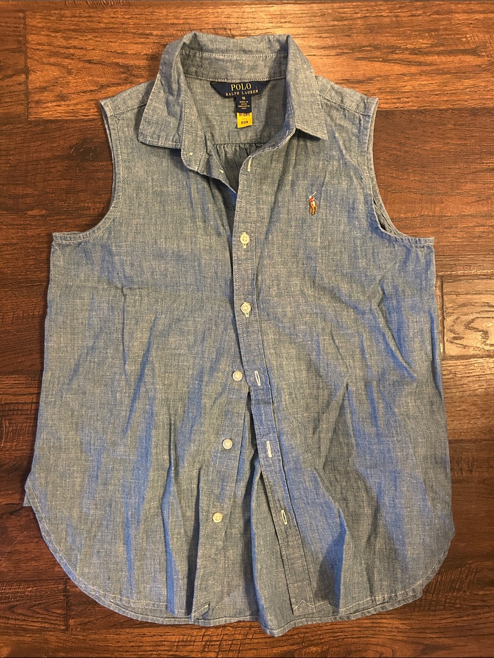 Polo by Ralph Lauren Sleeveless Chambray Button-Down - Blue